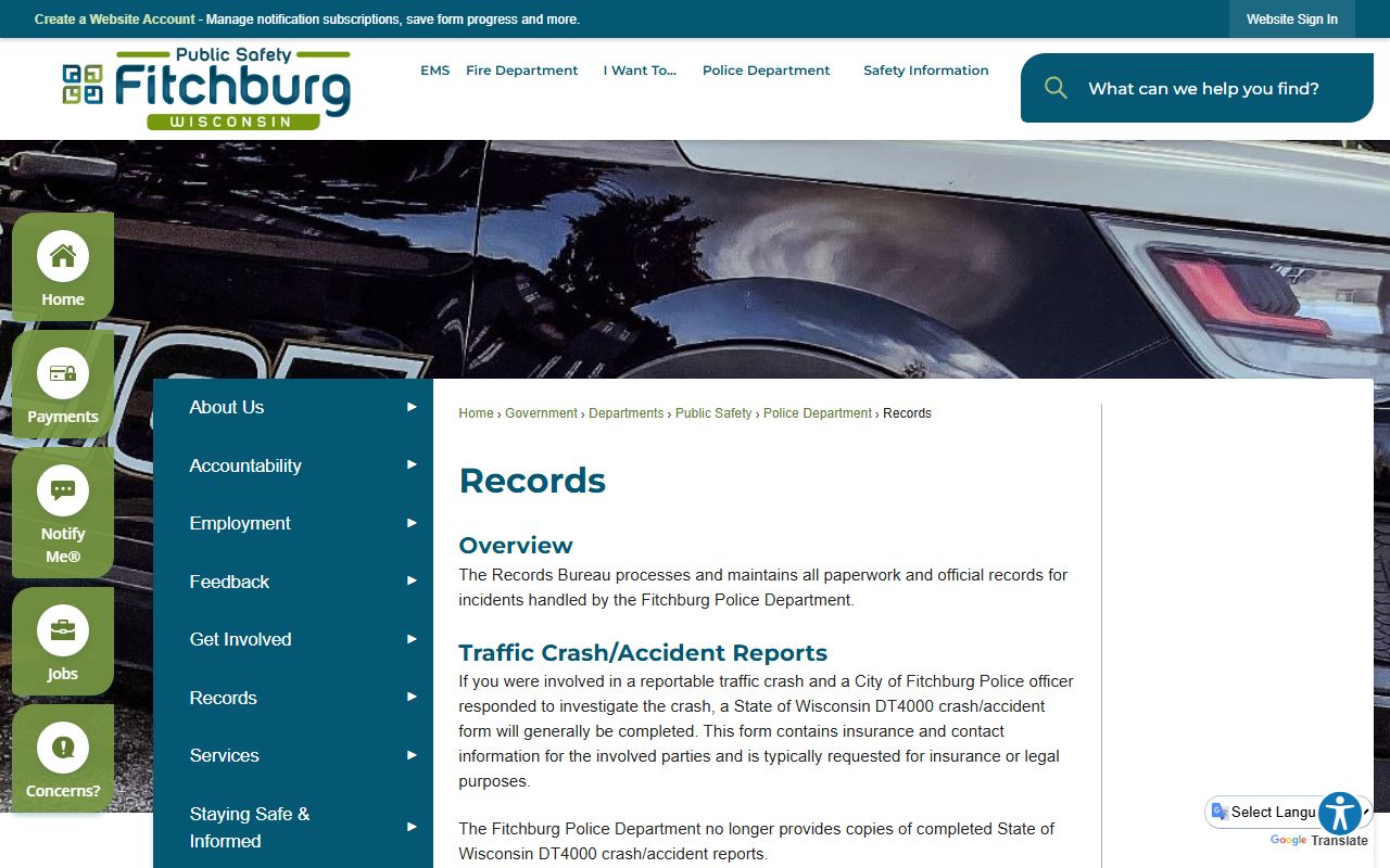 Fitchburg Background Check at Police Records