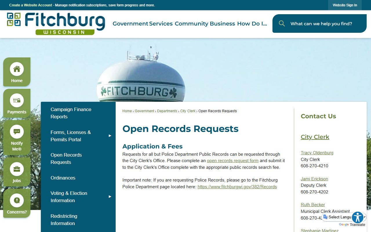 Fitchburg Background Check at Open Records Requests