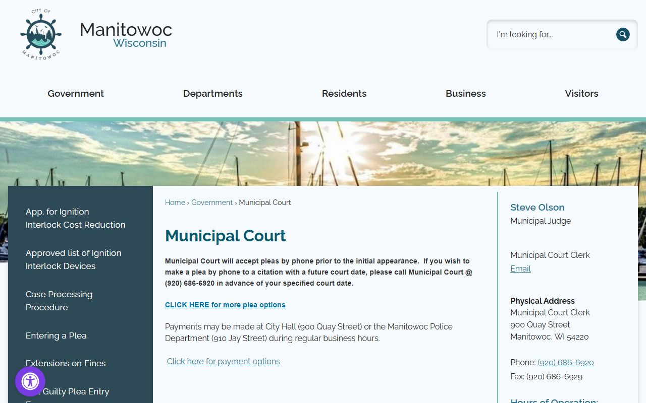 Manitowoc Background Check at Municipal Court