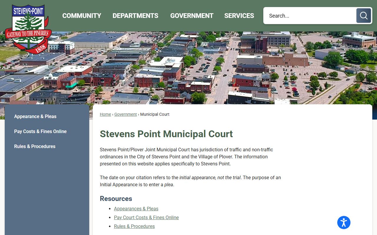 Stevens Point Background Check at Municipal Court
