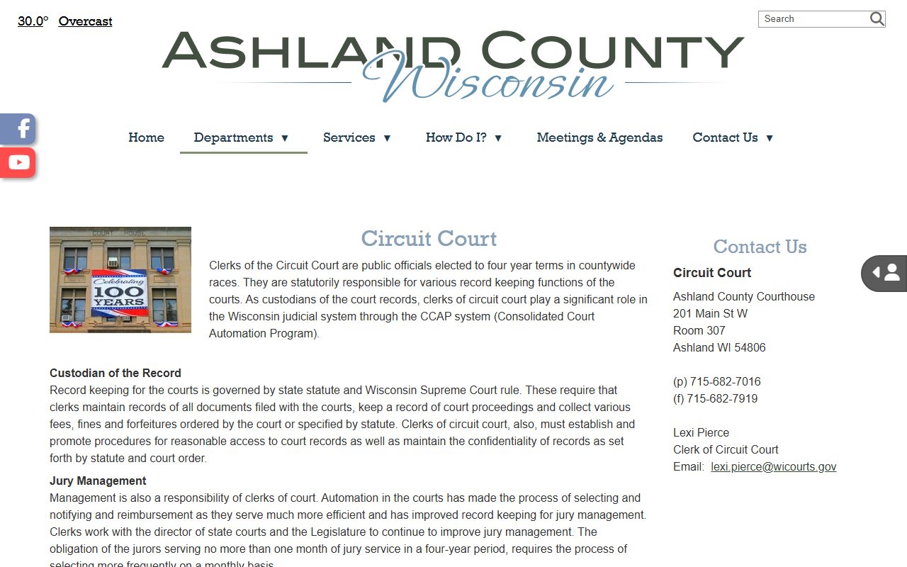 Ashland County Background Check at the Circuit Court