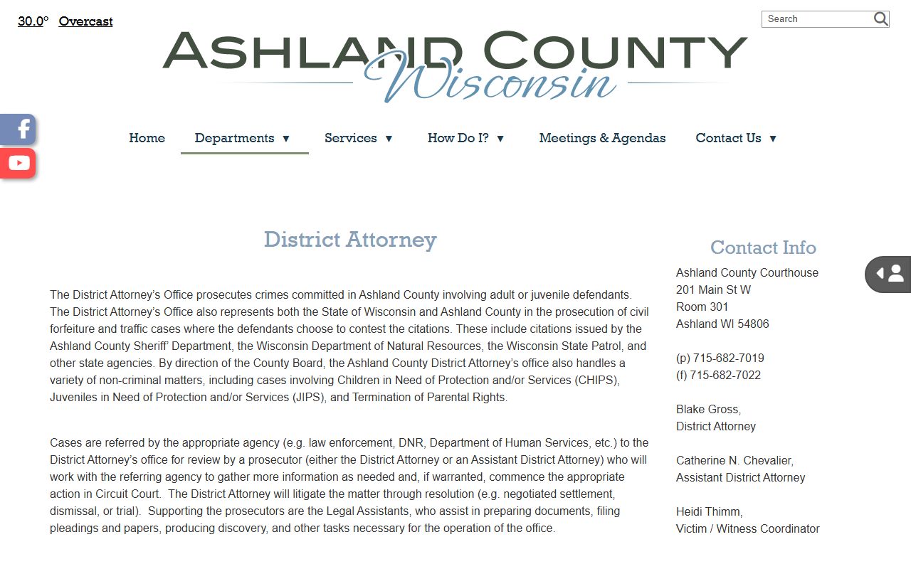 Ashland County Background Check at the District Attorney office