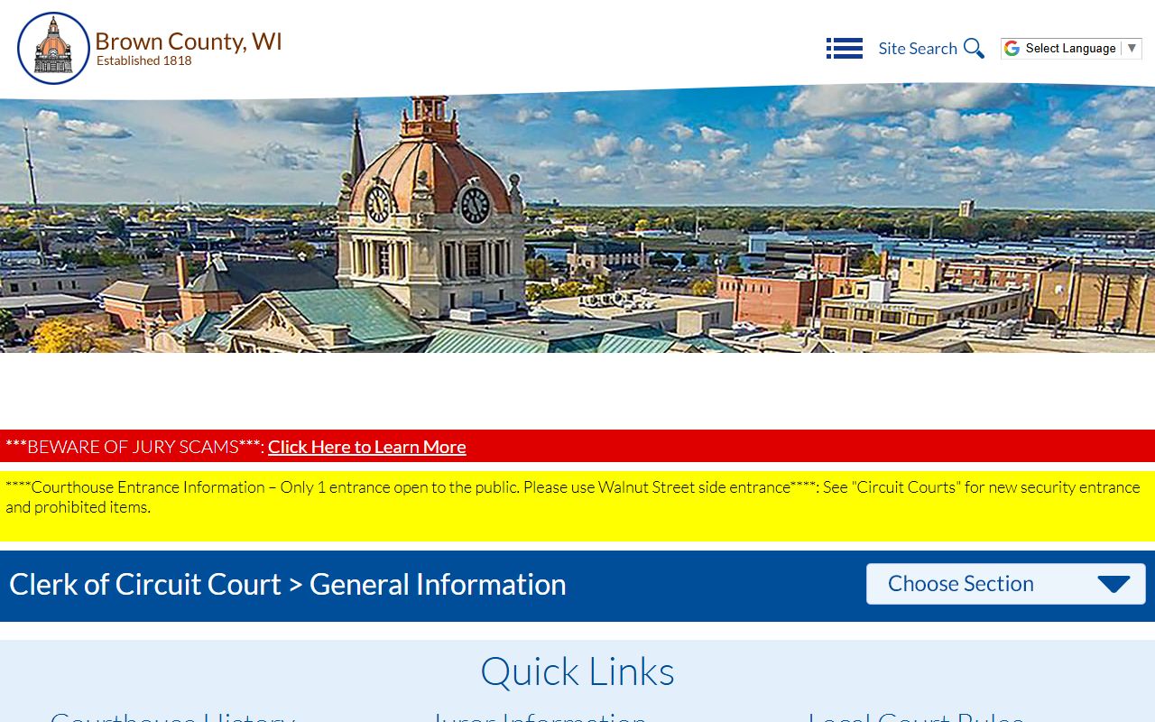 Brown County Background Check at the Clerk of Circuit Court