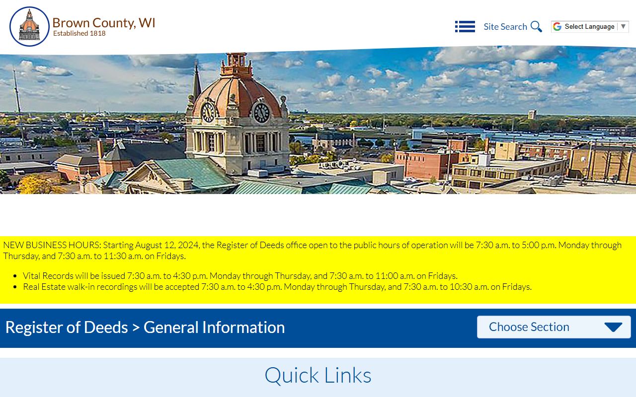 Brown County Background Check at the Register of Deeds