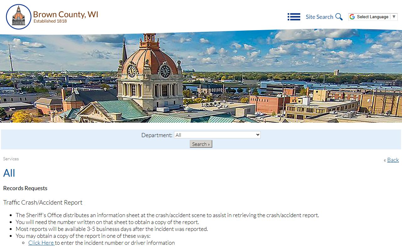 Brown County Background Check at the Sheriff's Office Records