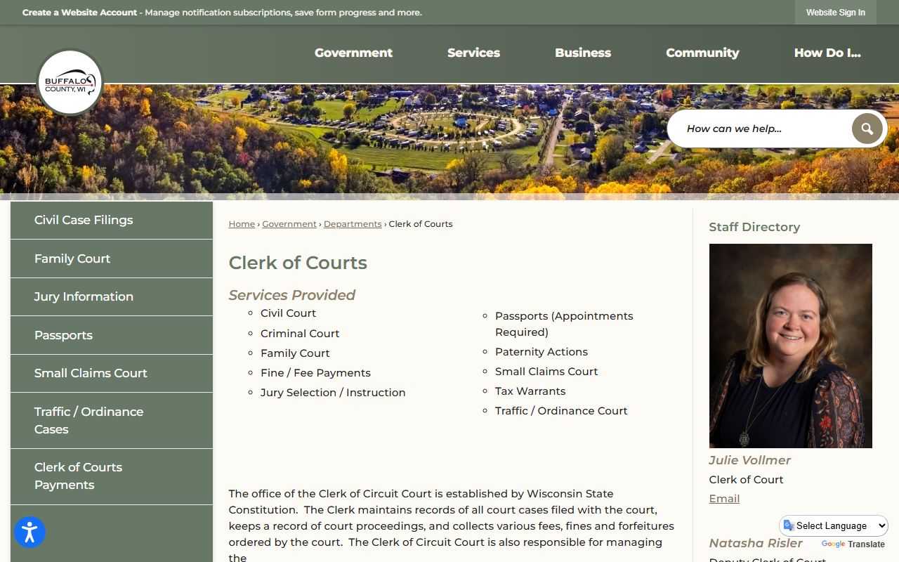 Buffalo County Background Check at the Clerk of Circuit Court