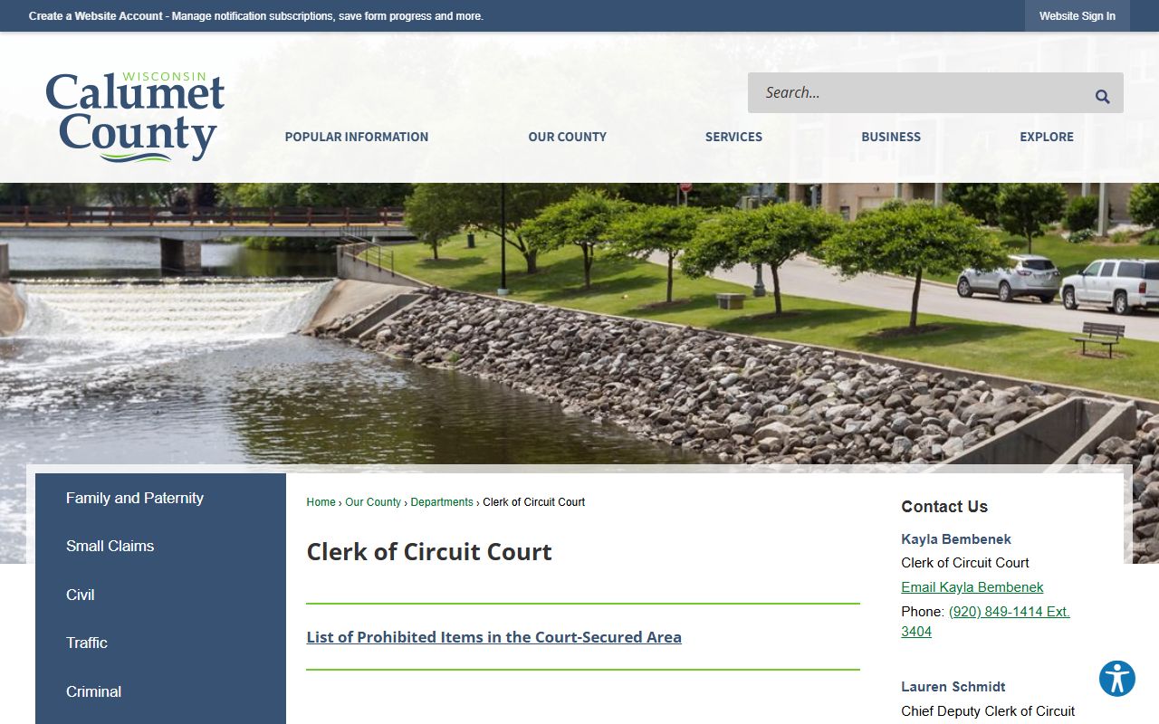 Calumet County Background Check at the Clerk of Circuit Court