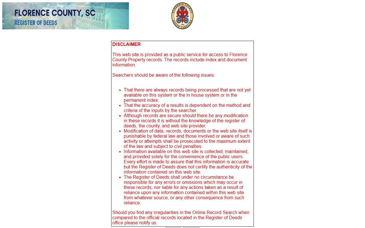 Florence County Background Check at the Online Record System