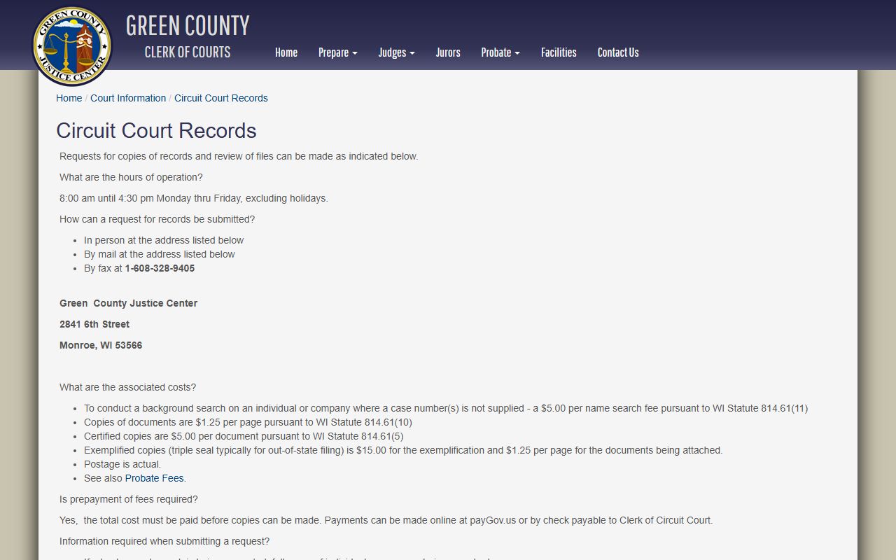 Green County Background Check at Circuit Court Records