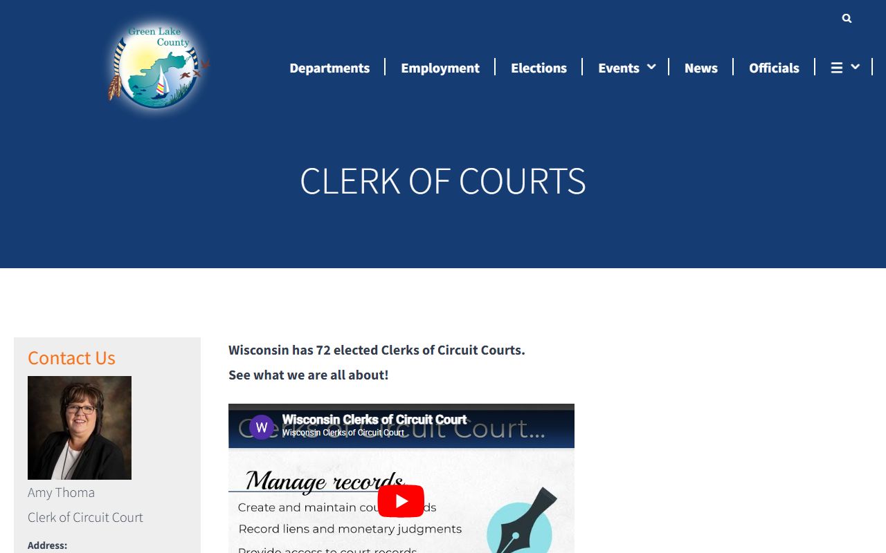 Green Lake County Background Check at the Clerk of Courts