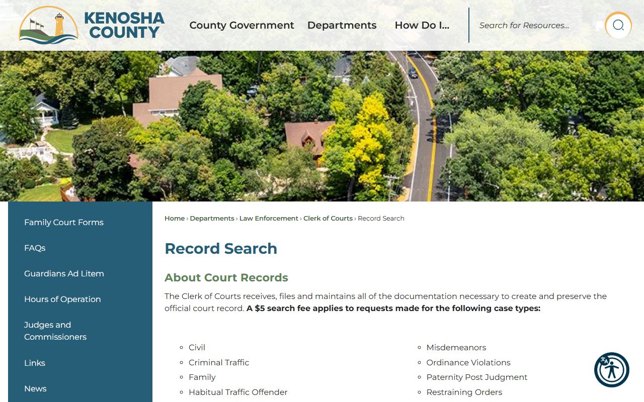 Kenosha County Background Check at the Record Search office