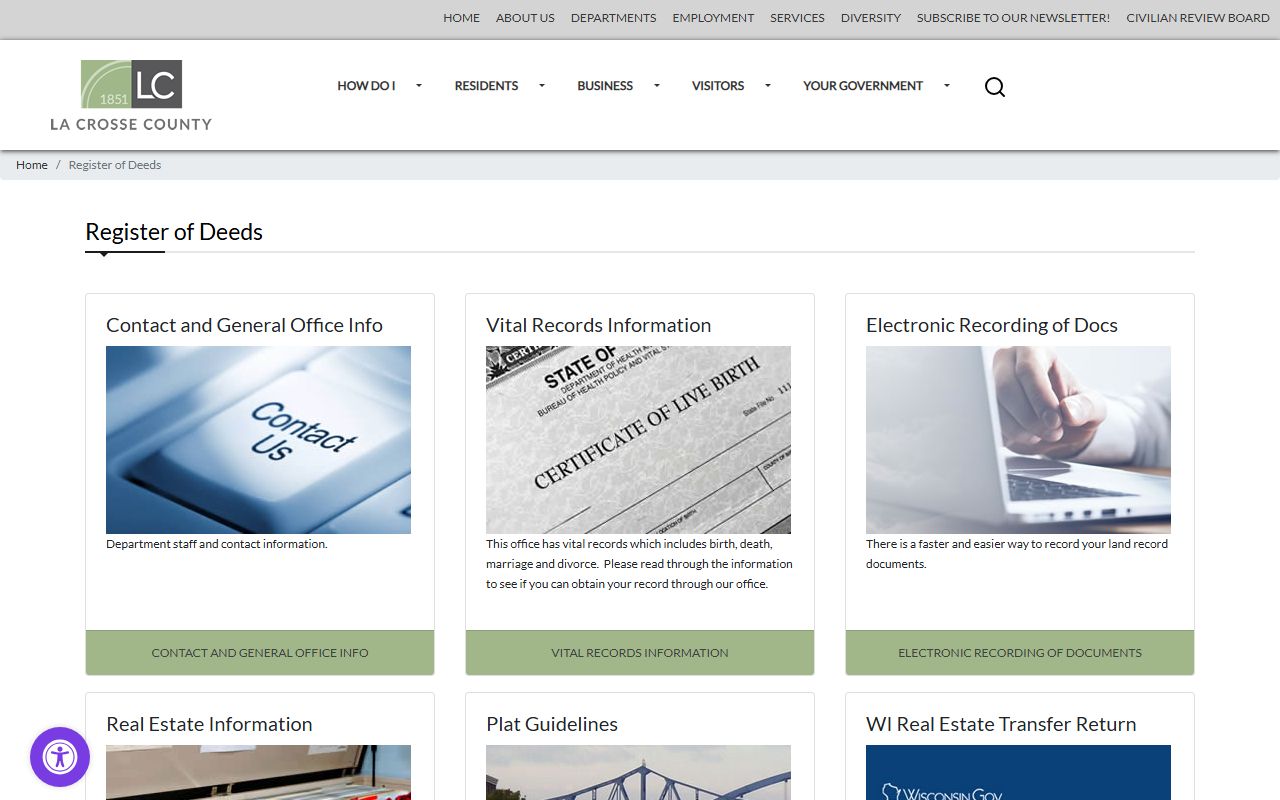 La Crosse County Background Check at the Register of Deeds
