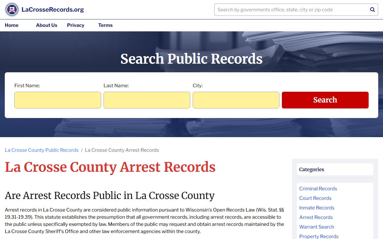 La Crosse County Background Check at the Sheriff's Office