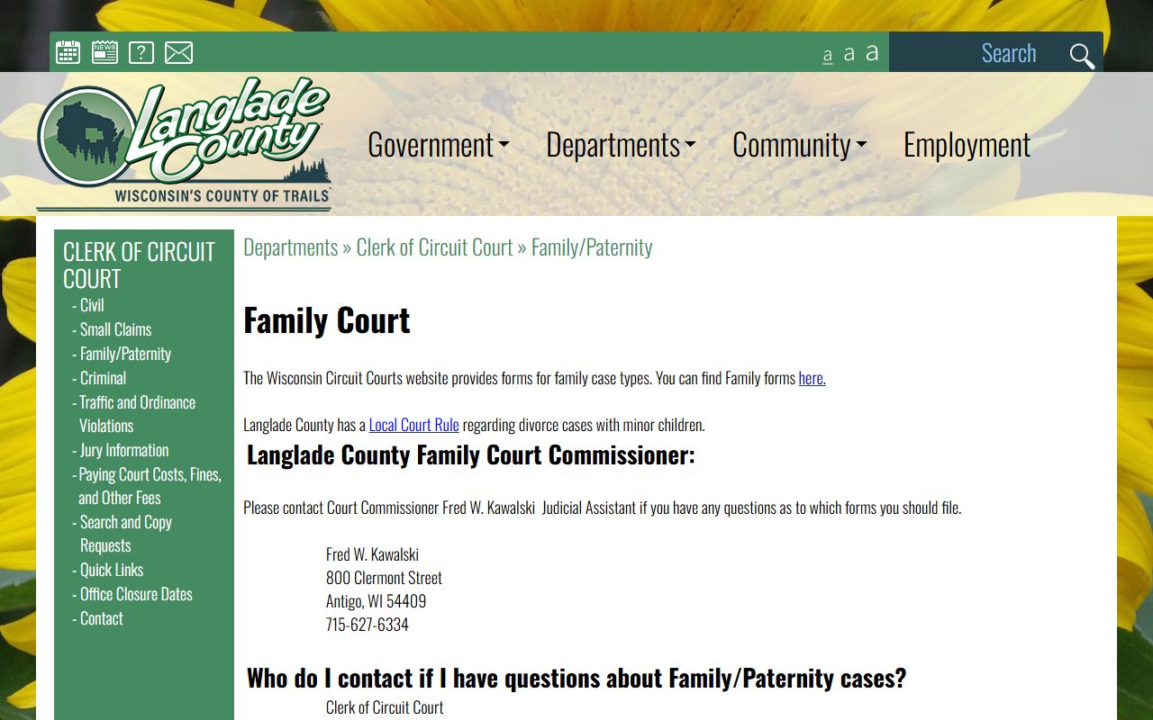 Langlade County Background Check at the Family and Paternity Court