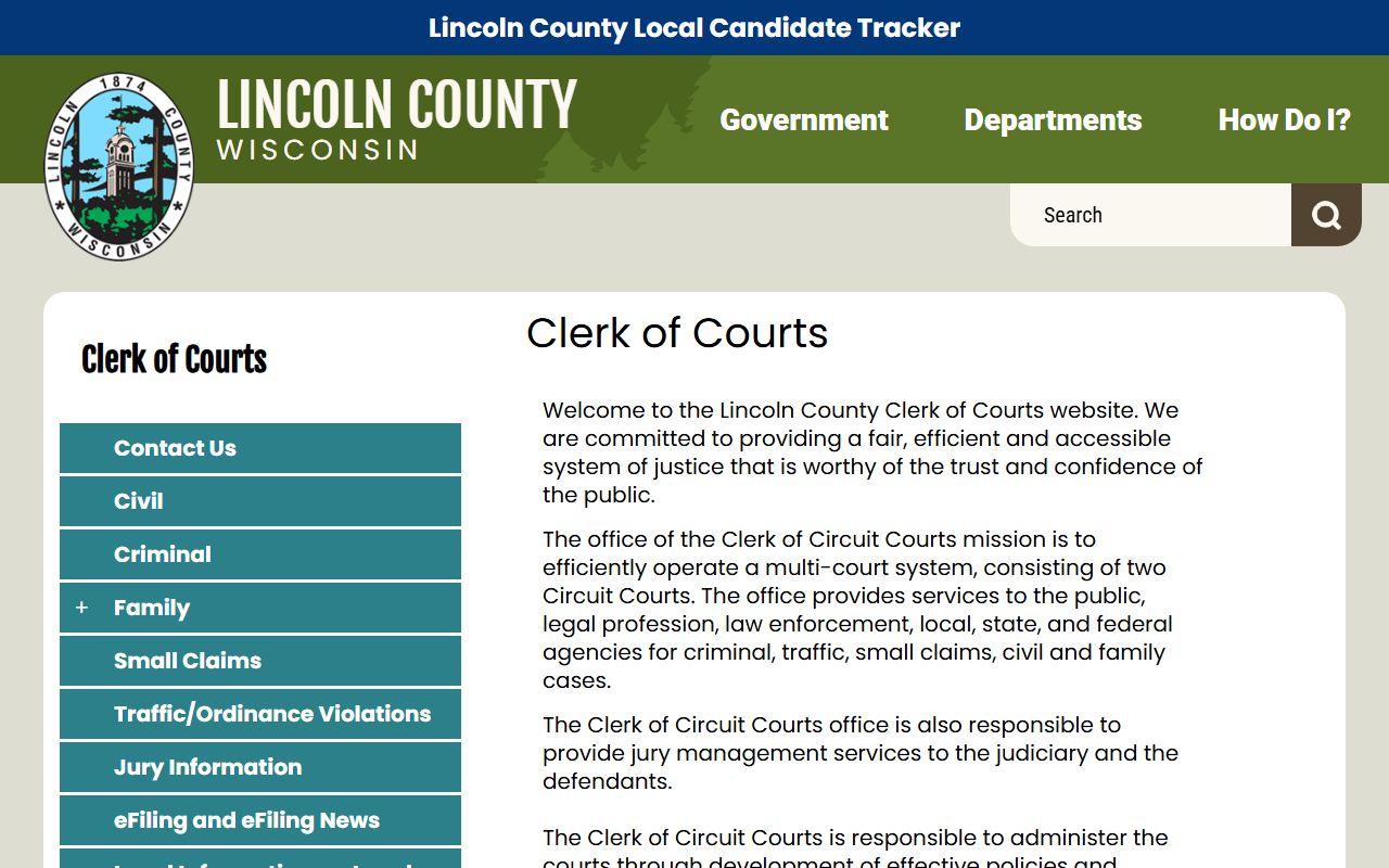 Lincoln County Background Check at the Clerk of Courts