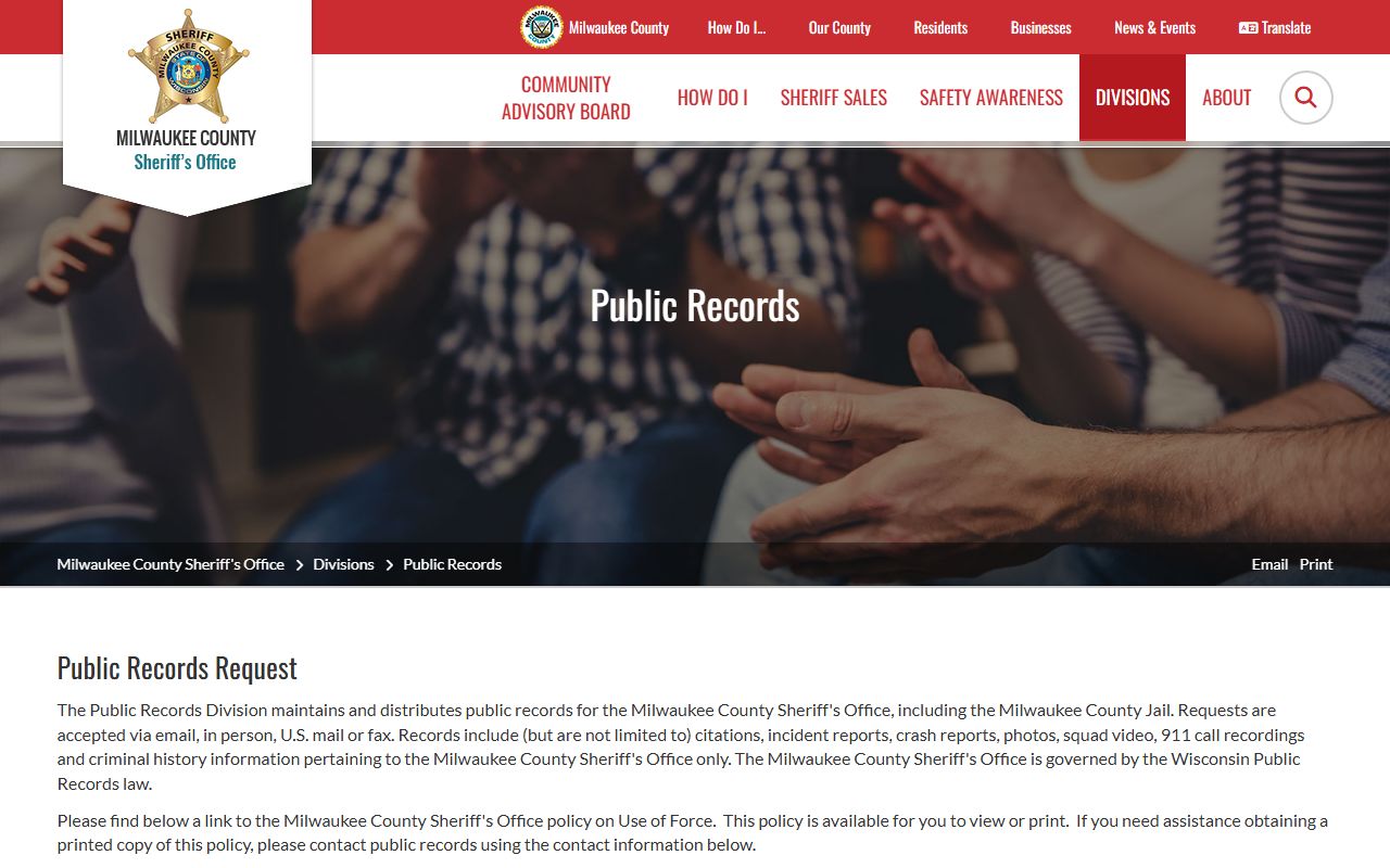 Milwaukee County Background Check at the Sheriff's Public Records office