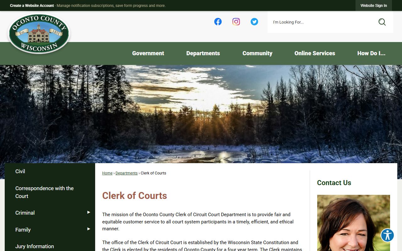 Oconto County Background Check at the Clerk of Courts