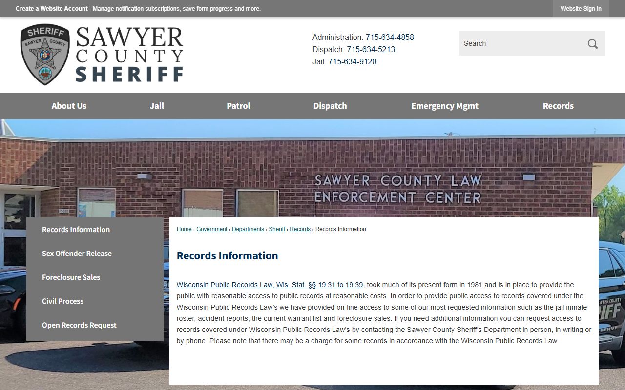 Sawyer County Background Check at the Clerk of Courts