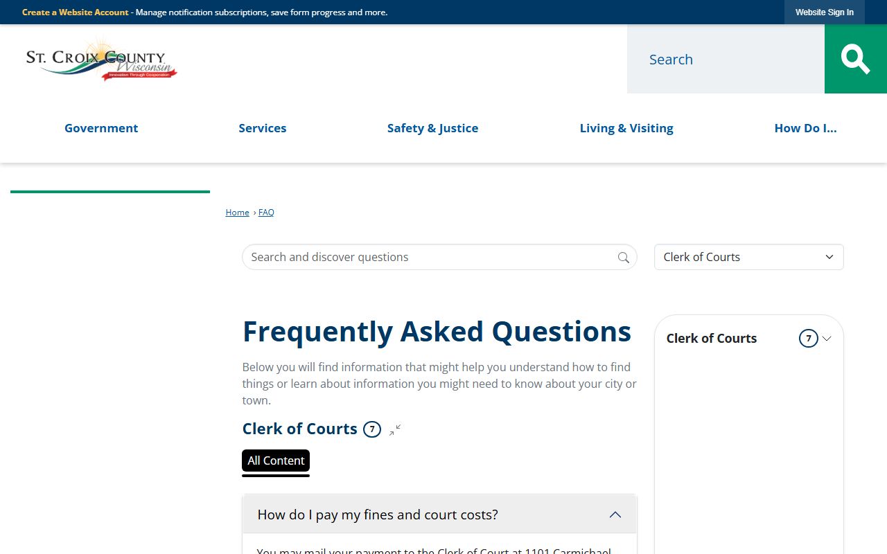 St. Croix County Background Check at the Clerk of Courts FAQs