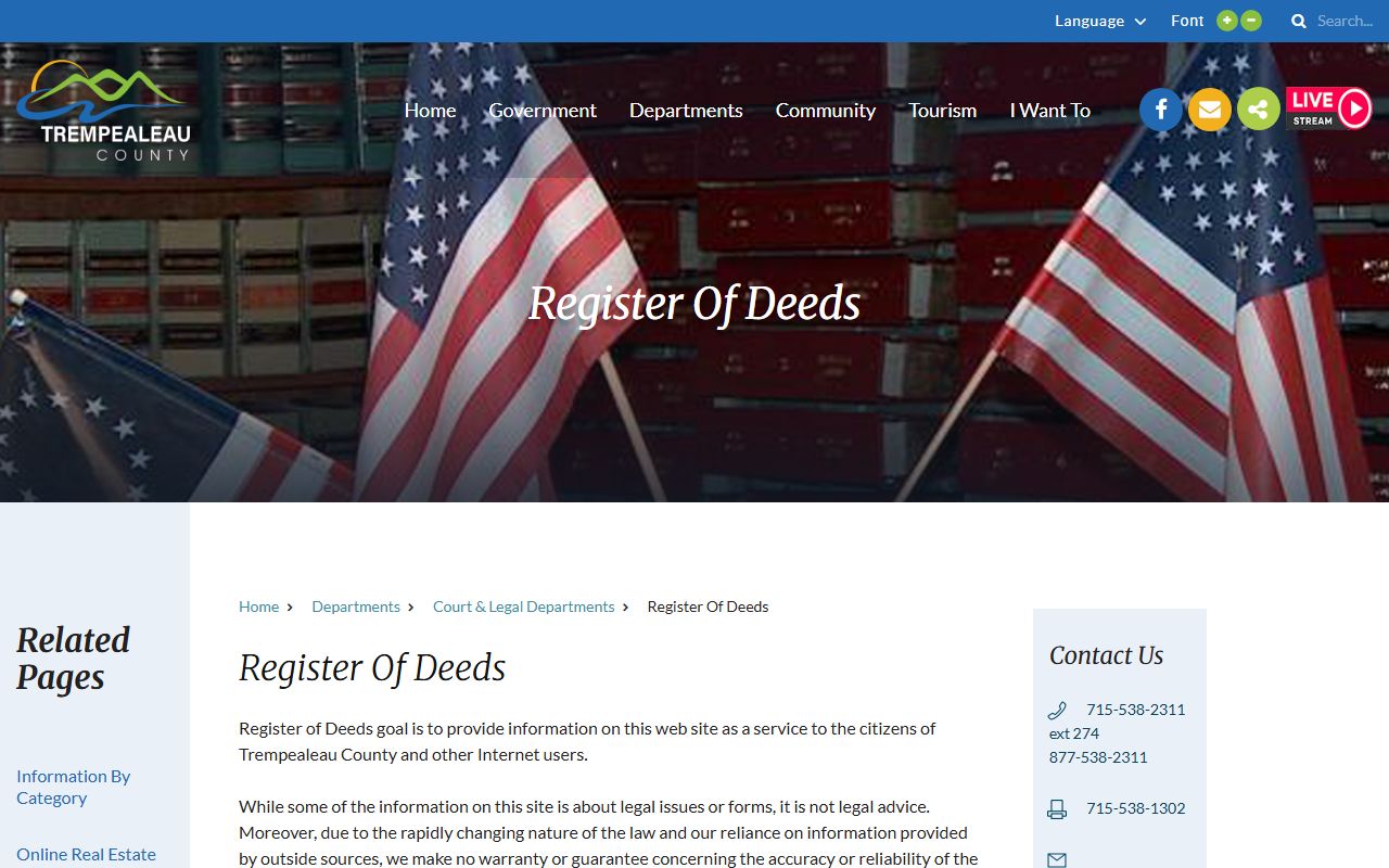Trempealeau County Background Check at the Register of Deeds