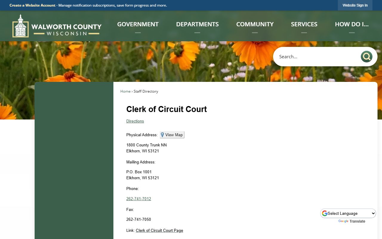 Walworth County Background Check at the Staff Directory