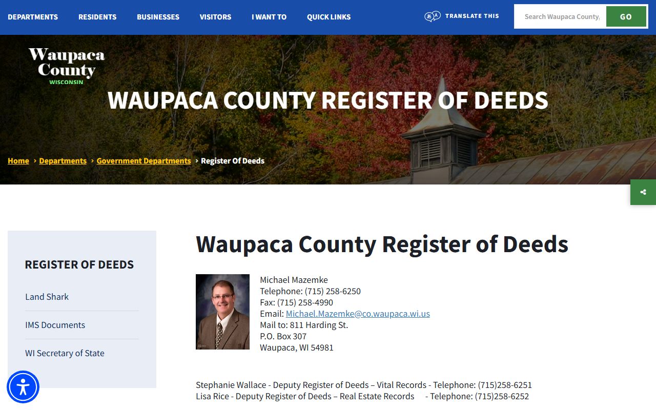 Waupaca County Background Check at the Register of Deeds