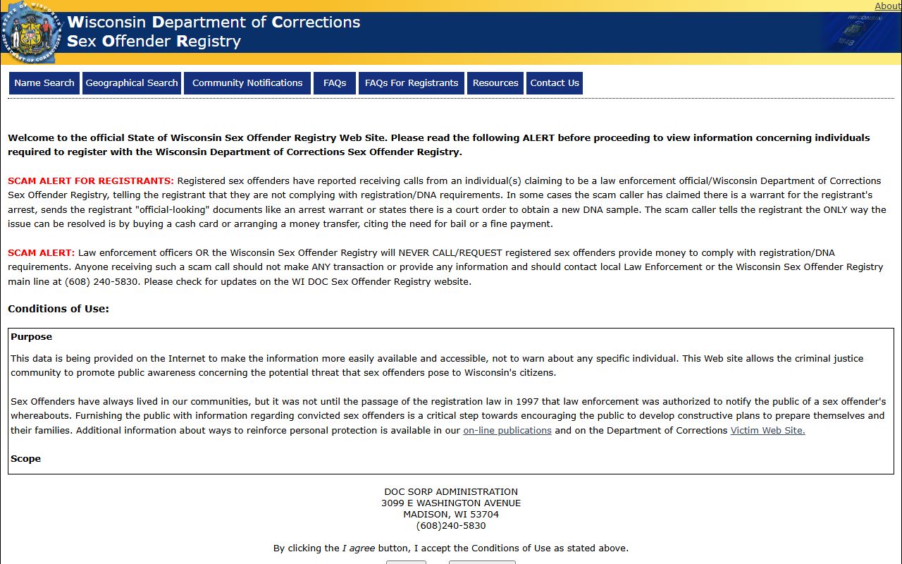 Wisconsin Background Check at Wisconsin Sex Offender Registry